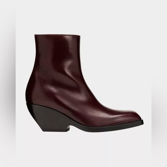 Khaite Hooper Calfskin Burgundy deep wine leather Ankle Booties - Picture 1 of 10